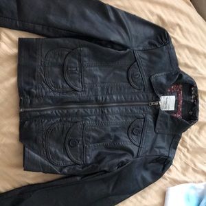 Leather crop jacket